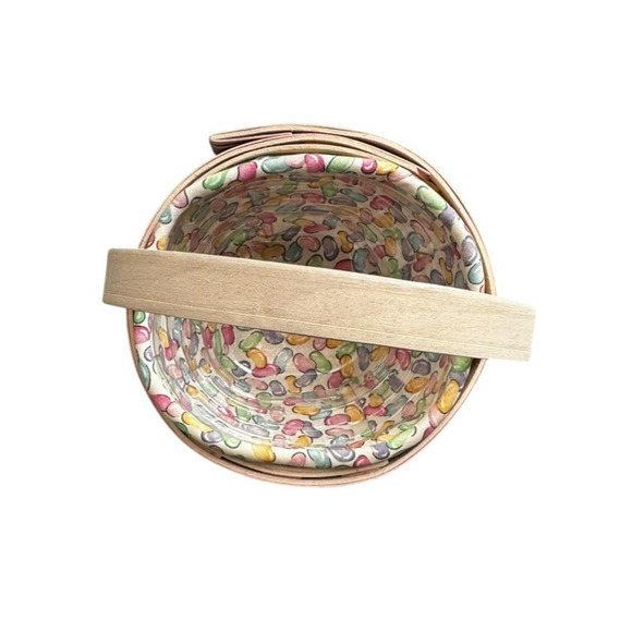 Longaberger 2000 Small Easter Jelly Beans Whitewashed w/ Liner Protector Tie On - Picture 3 of 8